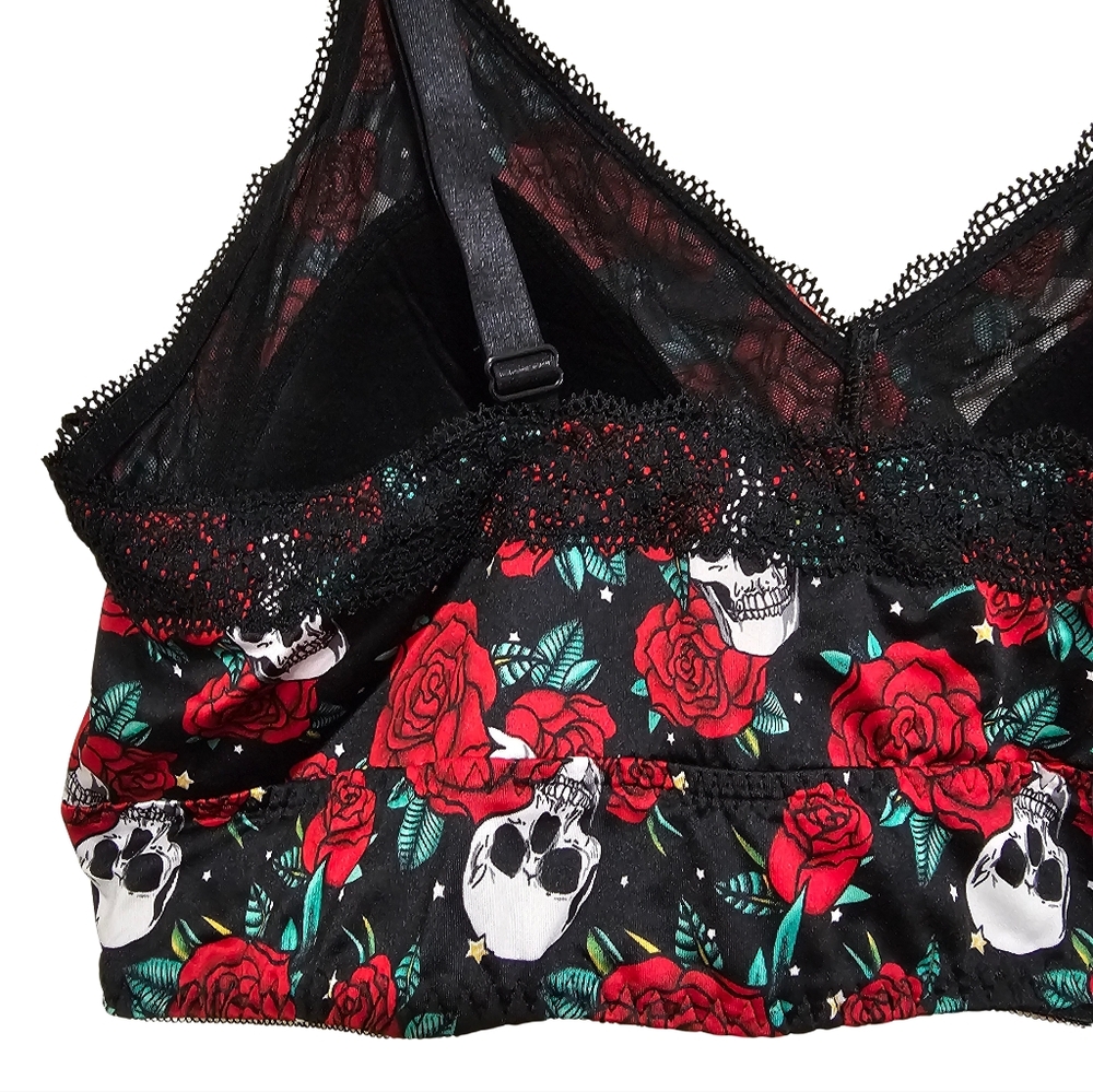 Torrid Black and Red Skull Rose Bralette size 3X - Picture 5 of 6